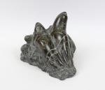 Inuit Soapstone Seals on Rocks Carving