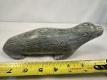Inuit Soapstone Seal Carving 8” - Signed Vintage