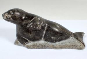 Amittu Eskimo Seal Stone Sculpture - Inuit Art