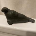 Handmade Inuit Soapstone Seal Sculpture, 6.5”