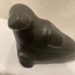 Handmade Inuit Soapstone Seal Sculpture, 6.5”