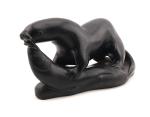 Soapstone Otter and Fish Inuit Carving by Abraham
