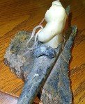 Alaskan Inuit Soapstone Kayak and Hunter Art