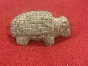 Hand-Carved Stone Armadillo Sculpture - Folk Art 5.75”