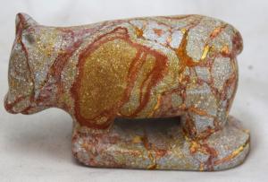 Inuit Stone Pig Folk Art Sculpture, 5 Inches