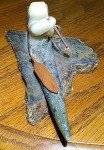 Alaskan Inuit Soapstone Kayak and Hunter Art