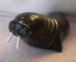 Signed Inuit Stone Walrus Carving in Syllabics