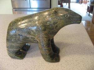 Inuit Soapstone Polar Bear Figurine - Vintage Art