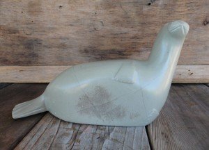 Vintage Hand-Carved Soapstone Inuit Seal Figurine
