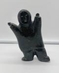 Hand Carved Inuit Soapstone Leaning Man Statue