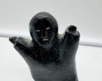 Hand Carved Inuit Soapstone Leaning Man Statue