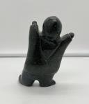 Hand Carved Inuit Soapstone Leaning Man Statue