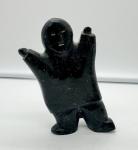Hand Carved Inuit Soapstone Leaning Man Statue