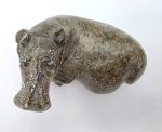 Hand-Carved Stone Hippo Inuit Art Sculpture