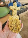 5.5" Hand Carved Stone Folk Art Cross Sculpture