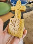 5.5" Hand Carved Stone Folk Art Cross Sculpture
