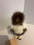 Inuit Wood Carved Doll with Real Fur