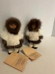 Inuit Wood Carved Doll with Real Fur