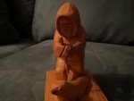 Inuit Seal Hunter Wood Carving Figurine