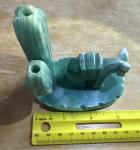 Green Jadeite Cactus Donkey Vase Sculpture