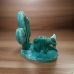 Green Jadeite Cactus Donkey Vase Sculpture