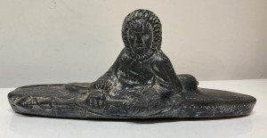 Hand-Carved Inuit Soapstone Seal Fisherman Sculpture