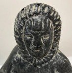 Hand-Carved Inuit Soapstone Seal Fisherman Sculpture
