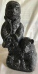 Original Inuit Wolf Sculpture with Dog, 5.5”