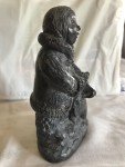 Original Inuit Wolf Sculpture with Dog, 5.5”