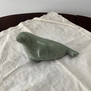 Signed Vintage Inuit Soapstone Seal Carving