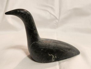 Signed Inuit Soapstone Loon Bird Sculpture