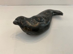 Inuit Soapstone Seal Carving - 8 Inches Long