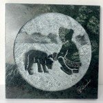 Raffaele Rotondo Inuit Dog Marble Relief Sculpture