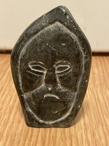 Inuit Male Head Stone Carving, Signed & Dated