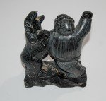 Inuit Soapstone Hunter with Bear Sculpture