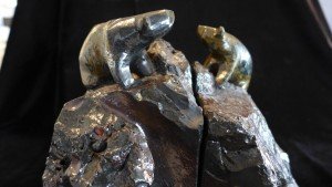 Inuit Hand-Carved Lava Stone Bear Bookends