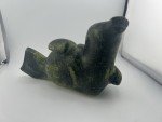 Vintage Inuit Green Stone Basking Seal Carving