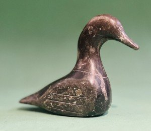 Inuit Soapstone Carved Duck Sculpture, 1977