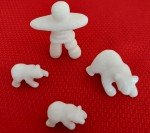 Inuit Hand-Carved White Marble Polar Bears Set