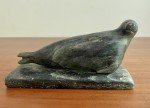 Signed Vintage Inuit Green Stone Seal Carving