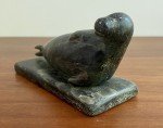 Signed Vintage Inuit Green Stone Seal Carving