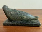 Signed Vintage Inuit Green Stone Seal Carving