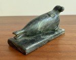 Signed Vintage Inuit Green Stone Seal Carving