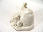 Inuit Soapstone Carving: Children & Dog in Igloo
