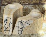 Inuit Art Vintage Hand-Carved Candle Holders Pair