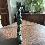8" Green Marble Tribal Totem Pole Carving