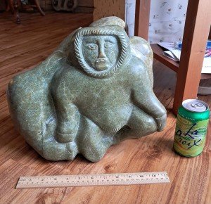 Inuit Stone Carving: Hunter with Animals Figure