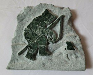 Elegant Green Marble Inuit Hunter Sculpture
