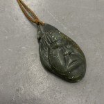 Large Vintage Inuit Soapstone Pendant - Boys Face