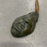 Large Vintage Inuit Soapstone Pendant - Boys Face